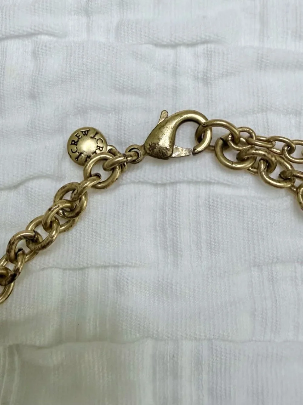 J. Crew Multi Color Necklace & Shape Rhinestone Costume Gold Tone Metal